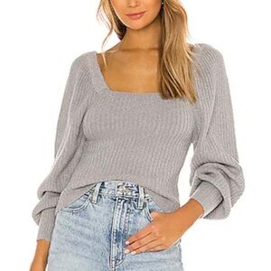 Line & Dot Light Gray Ribbed Sweater